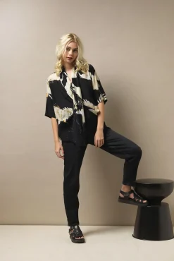 One Hundred Stars Stork Black Rachel Top|Women Tops