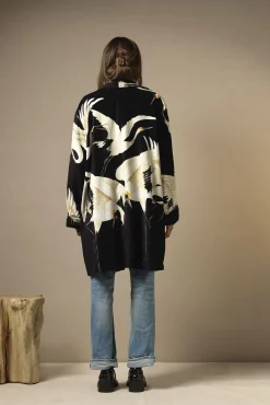 One Hundred Stars Stork Black Velvet Boyfriend Jacket|Women Velvet Coats