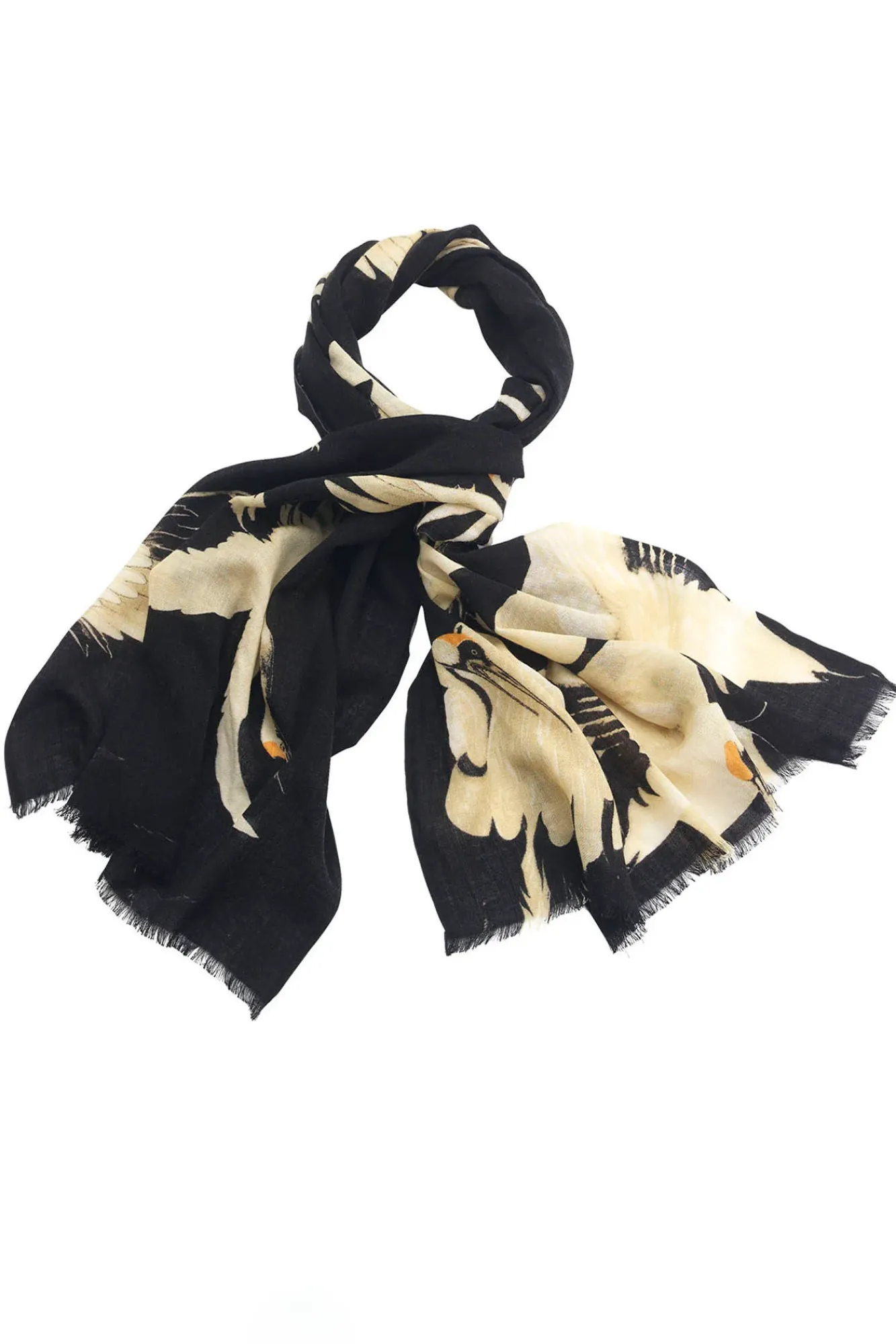 One Hundred Stars Stork Black Wool Scarf| Wool Scarves