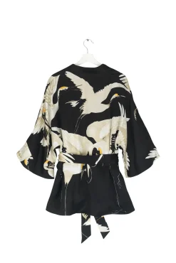 One Hundred Stars Stork Black Wrap Jacket|Women Wrap Jackets