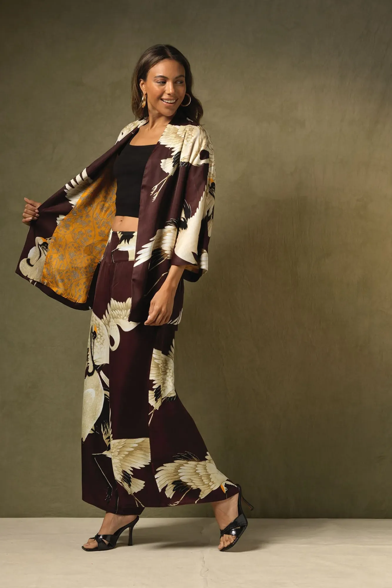 One Hundred Stars Stork Burgundy Wrap Jacket|Women Wrap Jackets