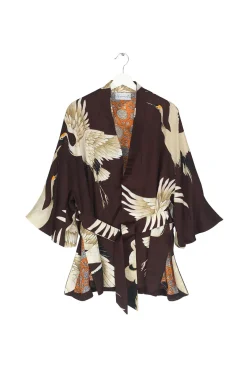 One Hundred Stars Stork Burgundy Wrap Jacket|Women Wrap Jackets