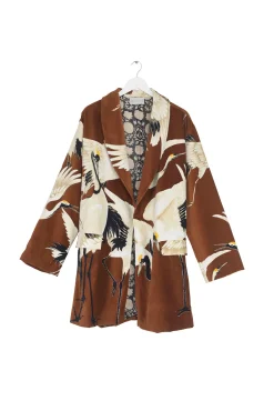 One Hundred Stars Stork Cigar Velvet Boyfriend Jacket|Women Velvet Coats