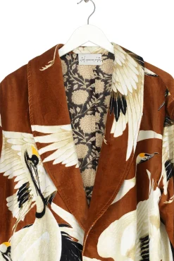 One Hundred Stars Stork Cigar Velvet Boyfriend Jacket|Women Velvet Coats