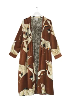 One Hundred Stars Stork Cigar Velvet Duster Coat|Women Velvet Coats