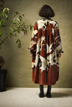 One Hundred Stars Stork Cigar Velvet Duster Coat|Women Velvet Coats