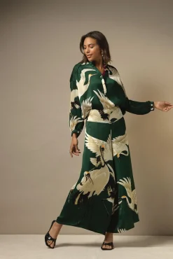 One Hundred Stars Stork Forest Green Darcy Shirt|Women Tops