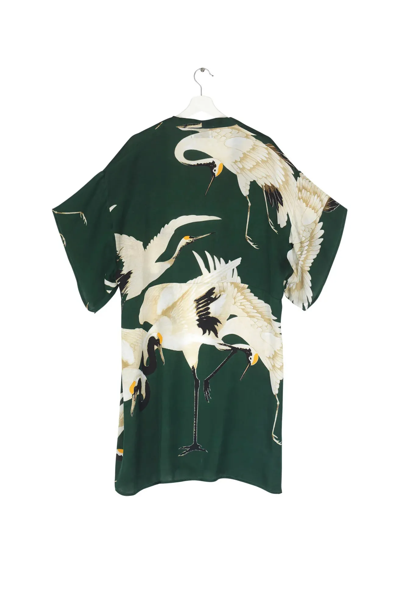 One Hundred Stars Stork Forest Green Midi Kimono|Women Midi Kimonos