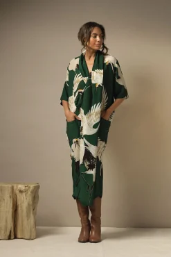 One Hundred Stars Stork Forest Green Rachel Dress|Women Dresses