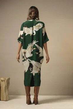 One Hundred Stars Stork Forest Green Rachel Dress|Women Dresses