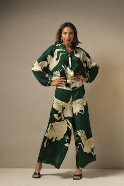 One Hundred Stars Stork Forest Palazzo Pant|Women Palazzo Pants