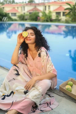 One Hundred Stars Stork Pink Margeux Kaftan|Women Kaftans