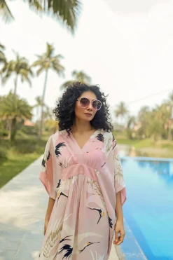 One Hundred Stars Stork Pink Margeux Kaftan|Women Kaftans