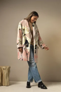 One Hundred Stars Stork Pink Velvet Boyfriend Jacket|Women Velvet Coats