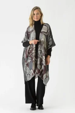 One Hundred Stars Sunburst Grey Wool Throwover|Women Wool Throwovers