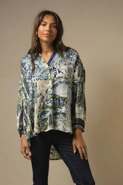 One Hundred Stars Tapestry Sea Darcy Shirt|Women Tops