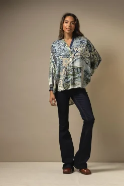 One Hundred Stars Tapestry Sea Darcy Shirt|Women Tops