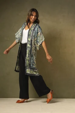 One Hundred Stars Tapestry Sea Midi Kimono|Women Midi Kimonos