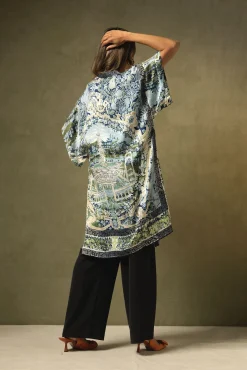 One Hundred Stars Tapestry Sea Midi Kimono|Women Midi Kimonos