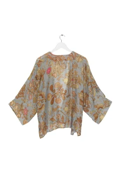 One Hundred Stars Tudor Rose Grey Kimono|Women Short Kimonos
