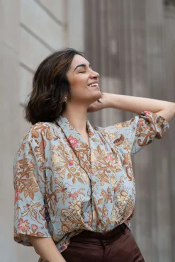 One Hundred Stars Tudor Rose Grey Rachel Top|Women Tops