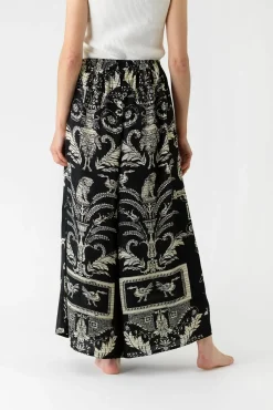 One Hundred Stars Vintage Damask Black Palazzo Pant|Women Palazzo Pants