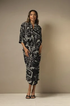 One Hundred Stars Vintage Damask Black Rachel Dress|Women Dresses