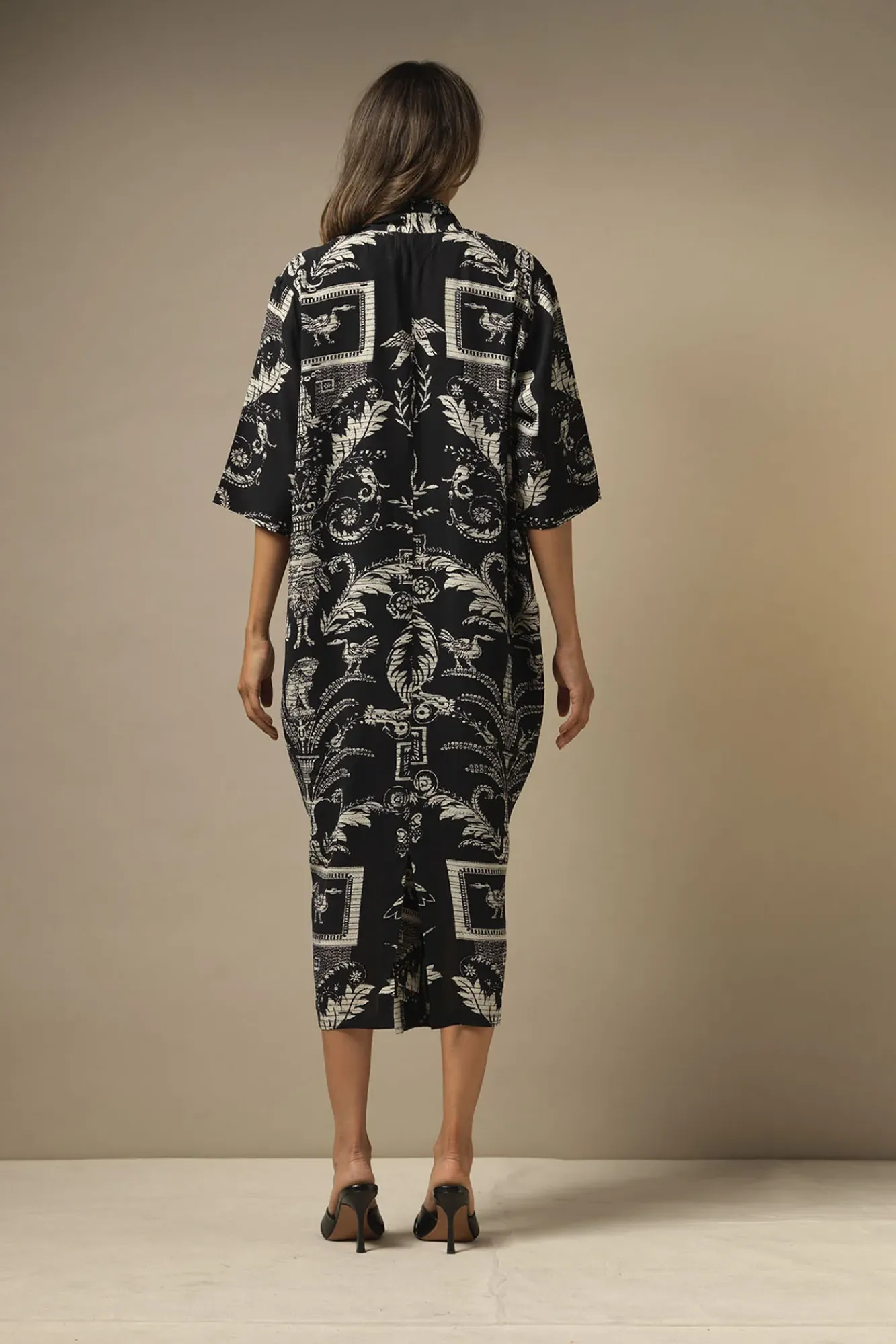 One Hundred Stars Vintage Damask Black Rachel Dress|Women Dresses