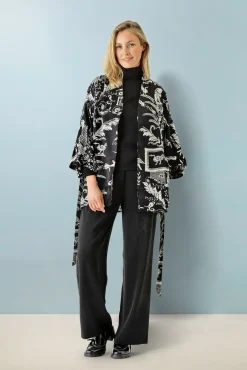 One Hundred Stars Vintage Damask Black Wrap Jacket|Women Wrap Jackets