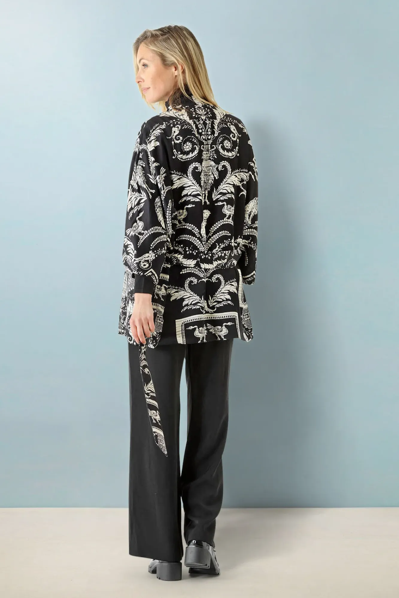 One Hundred Stars Vintage Damask Black Wrap Jacket|Women Wrap Jackets