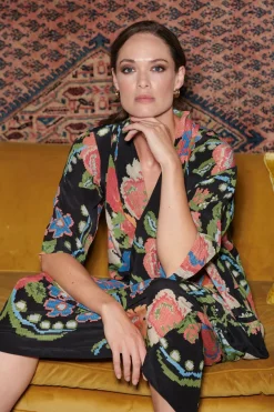 One Hundred Stars Woven Flower Black Rachel Dress|Women Dresses