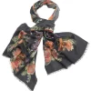 One Hundred Stars Woven Flower Black Wool Scarf| Wool Scarves